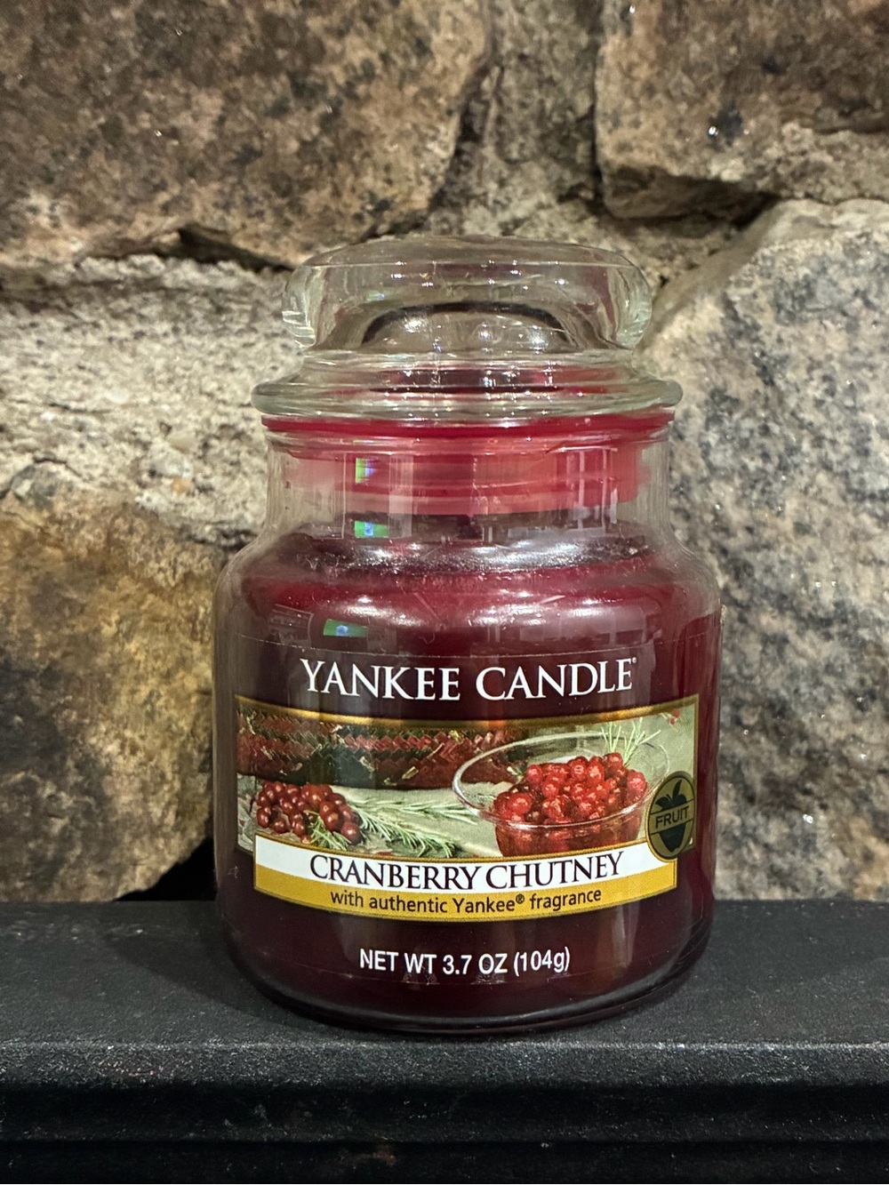 Yankee Candle Cranberry Chutney Small Jar Candle Red Maroon 3.7 oz Brand New